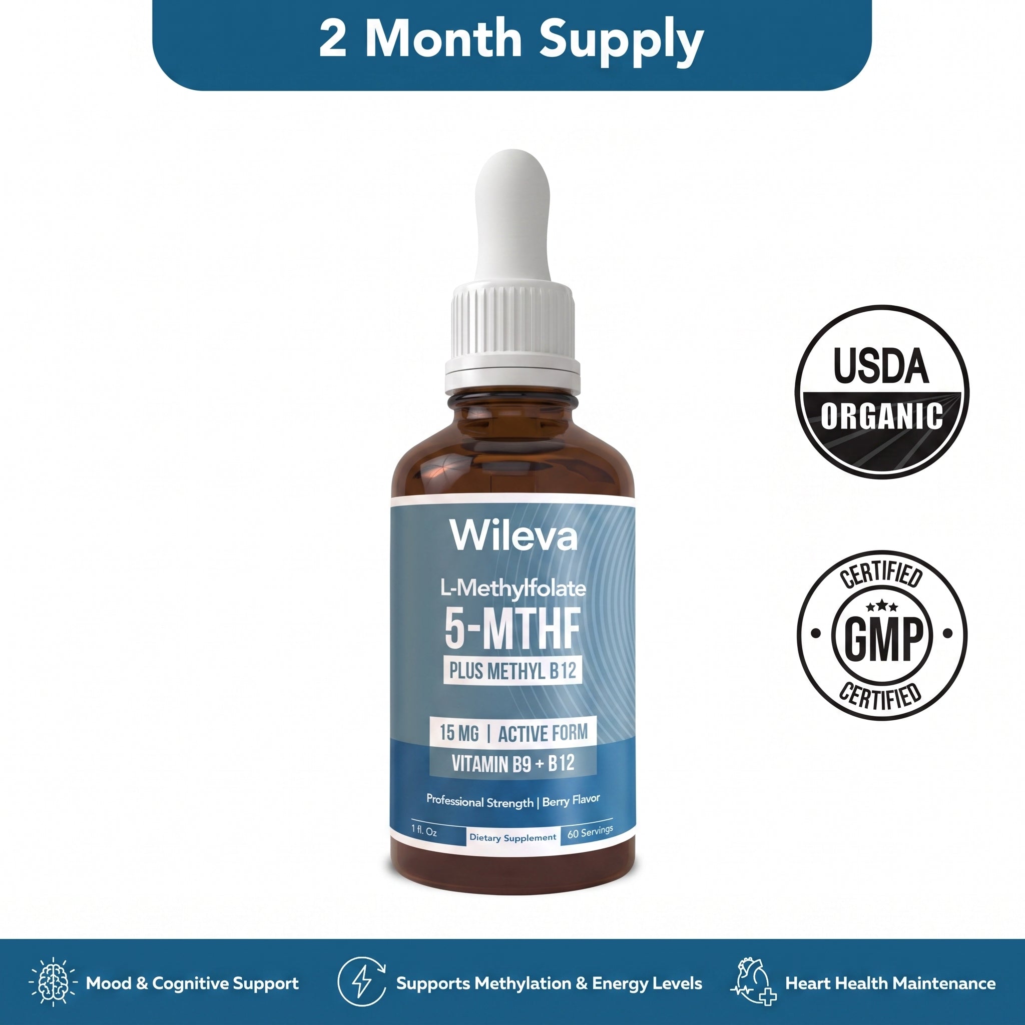 Wileva 5-MTHF + Methyl B12. Clear Your Mind. Find Your Focus. Feel Like You Again.